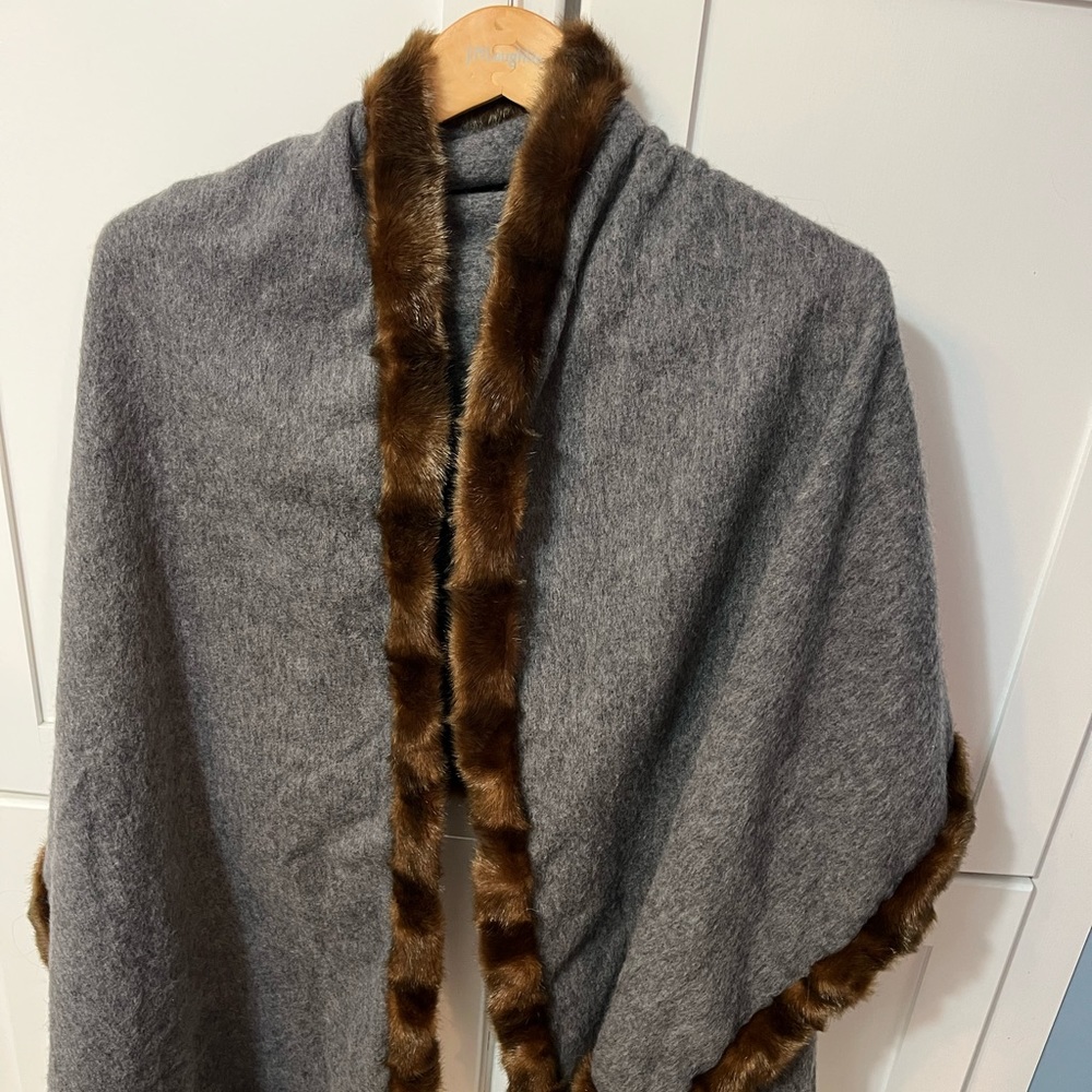 Jmclaughlin Artemis wrap with faux fur trim - one size - worn once